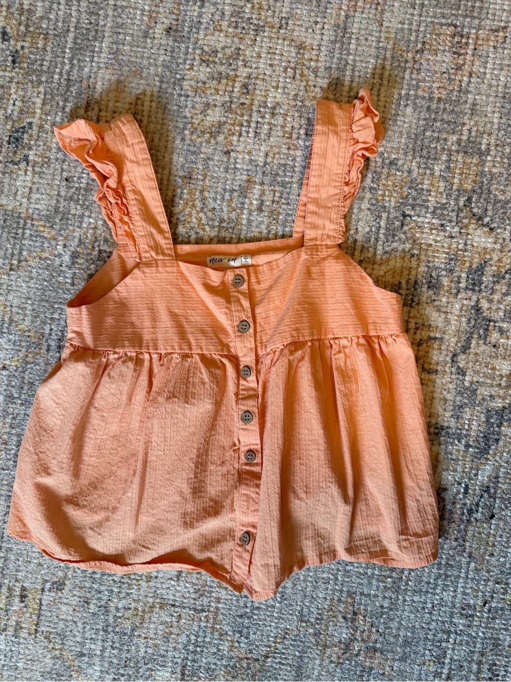 Peach Ruffle Strap Button-Front Tank Top